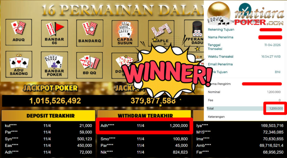 Bukti Withdraw ( 1.200.000,-) Member Setia MutiaraPoker