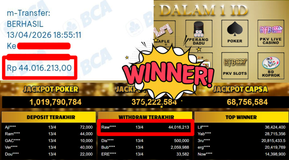 Bukti Withdraw ( 44.016.213,-) Member Setia MutiaraPoker
