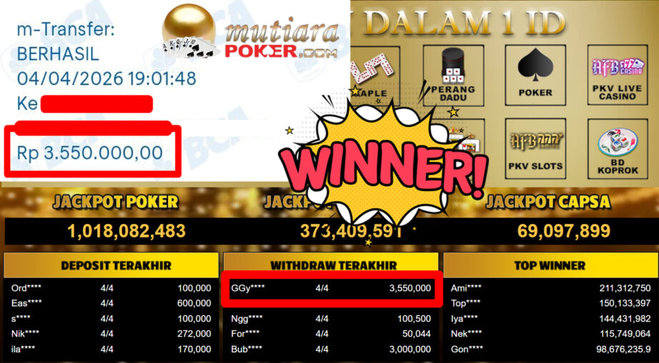 Bukti Withdraw ( 3.550.000,-) Member Setia MutiaraPoker