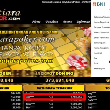 Bukti Withdraw ( 1,702,850,-) Member Setia Mutiarapoker