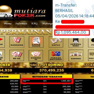 Bukti Withdraw ( 1,095,464,-) Member Setia Mutiarapoker
