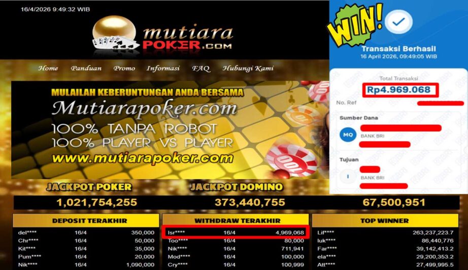 Bukti Withdraw (4,969,068,-) Member Setia Mutiarapoker