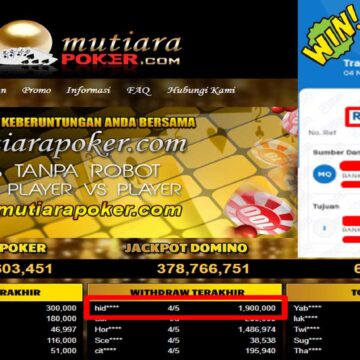 Bukti Withdraw ( 1,900,000,-) Member Setia Mutiarapoker