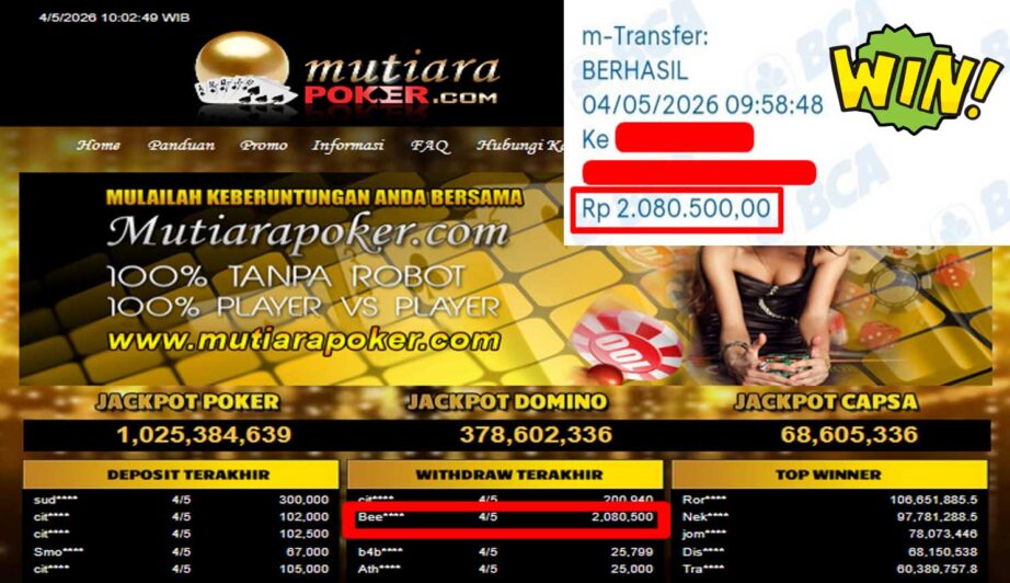 Bukti Withdraw (2,080,500,-) Member Setia Mutiarapoker