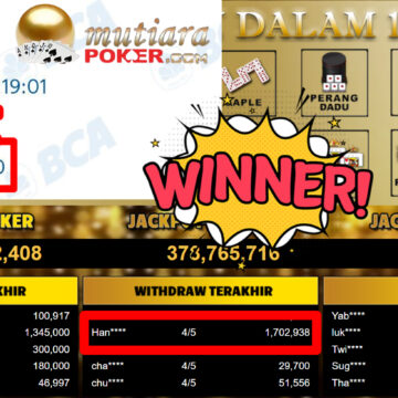 Bukti Withdraw ( 1.702.938,-) Member Setia MutiaraPoker