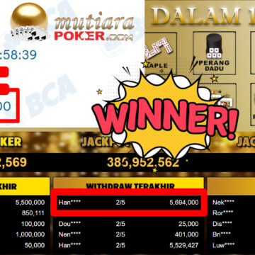 Bukti Withdraw ( 5.694.000,-) Member Setia MutiaraPoker